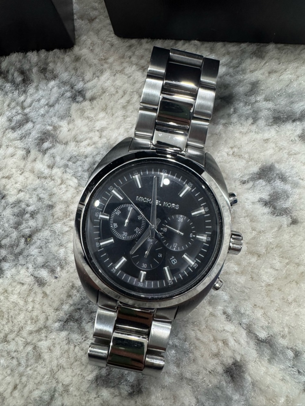Michael Kors Silver Stainless Steel Men's Chronograph Watch with Black Dial - Picture 2 of 3